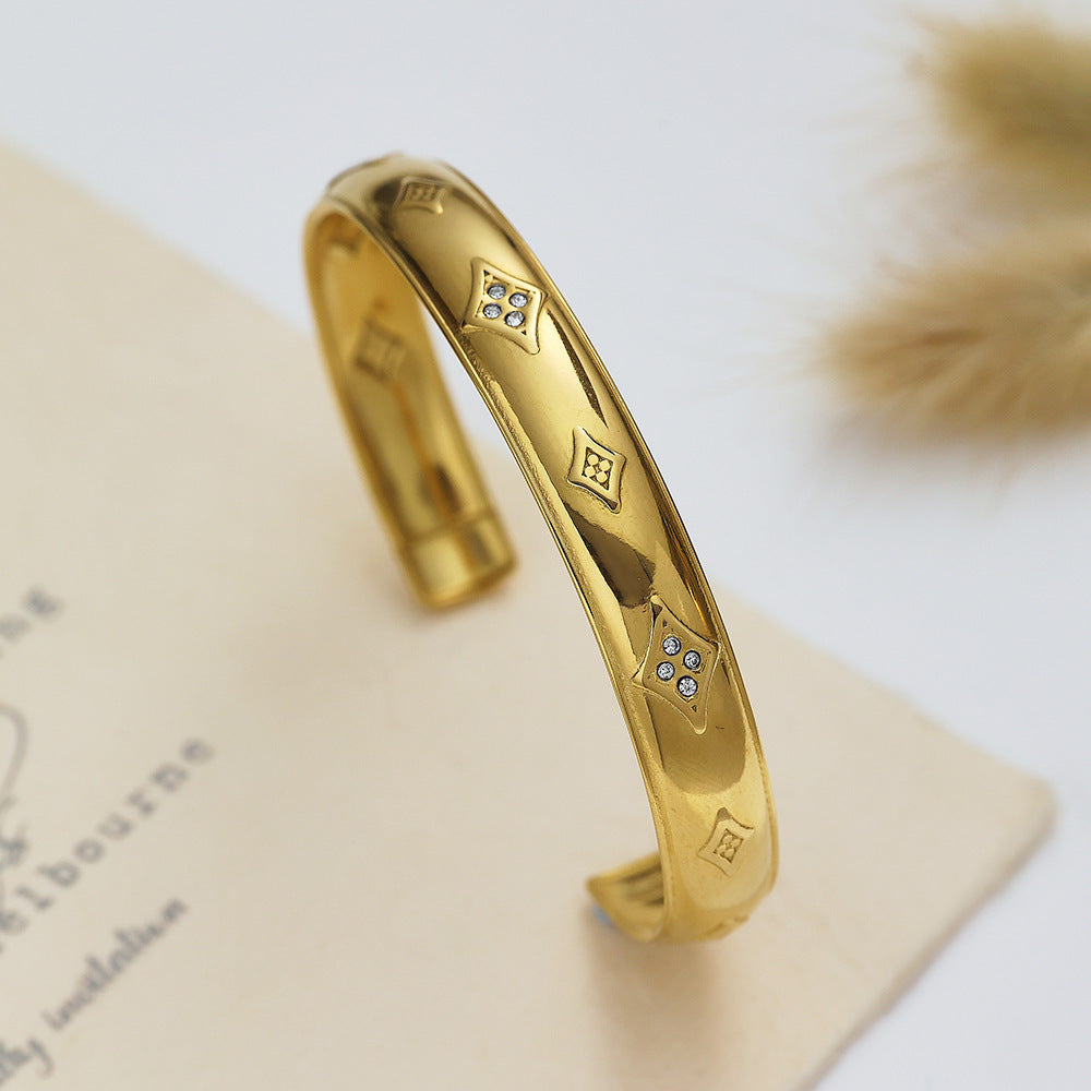 Miraaya Stainless Steel Bracelet 18K Gold Plating C- Shaped Gold