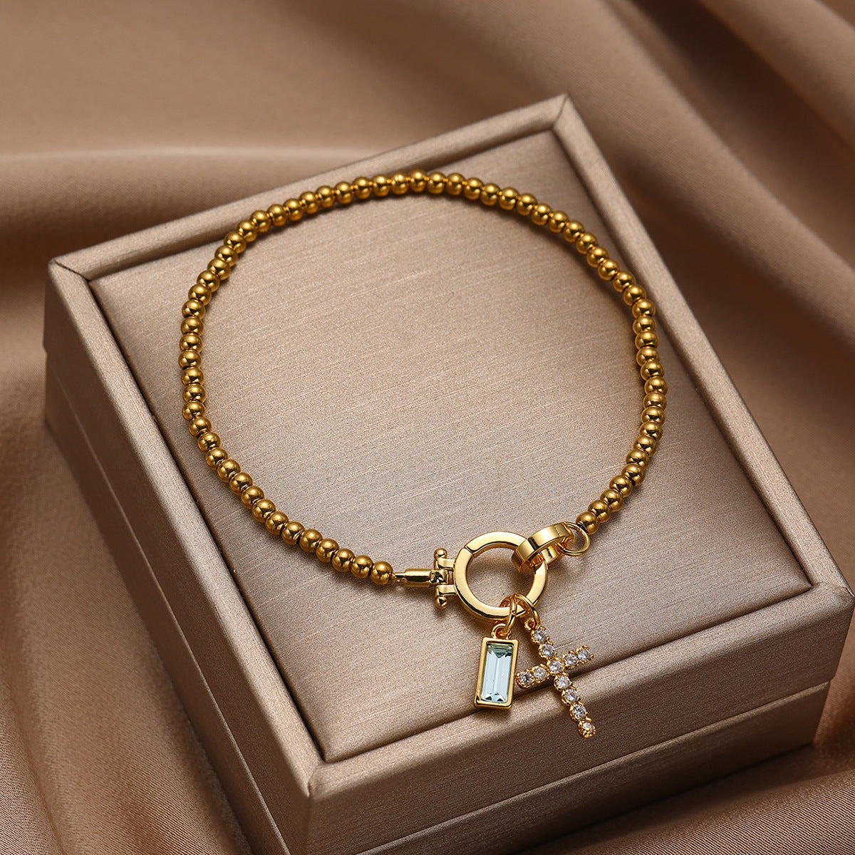 Miraaya Moon Stone Love Knot Plated 18K Gold Bracelet