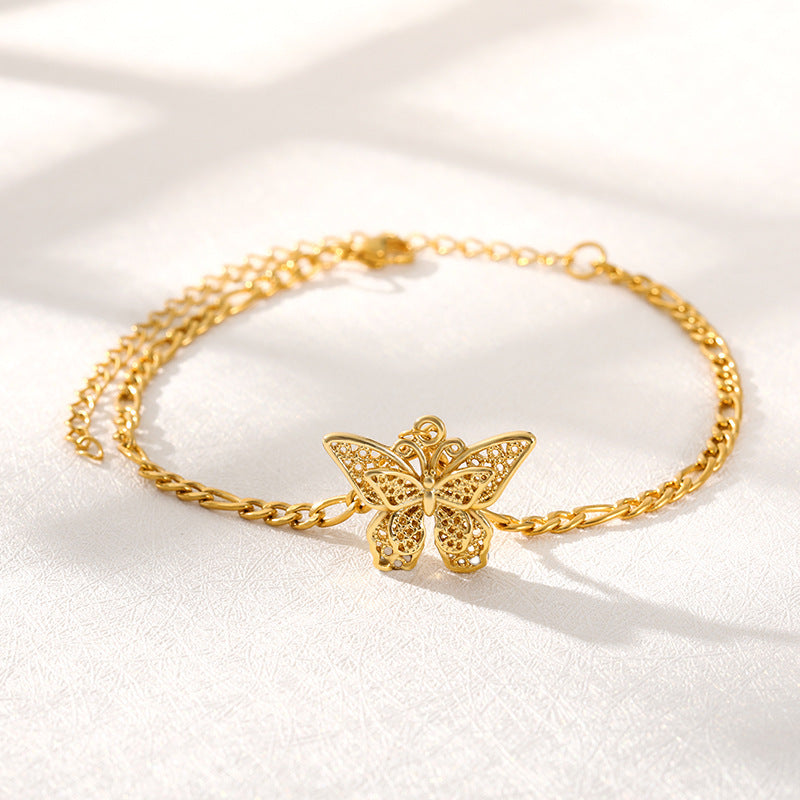 Miraaya Stainless Steel Butterfly Bracelet 18K Gold Bohemia