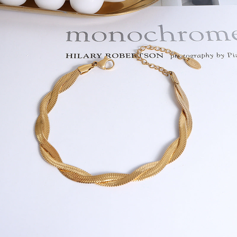Miraaya Titanium 18k Gold Cross Wrap Bracelet Necklace