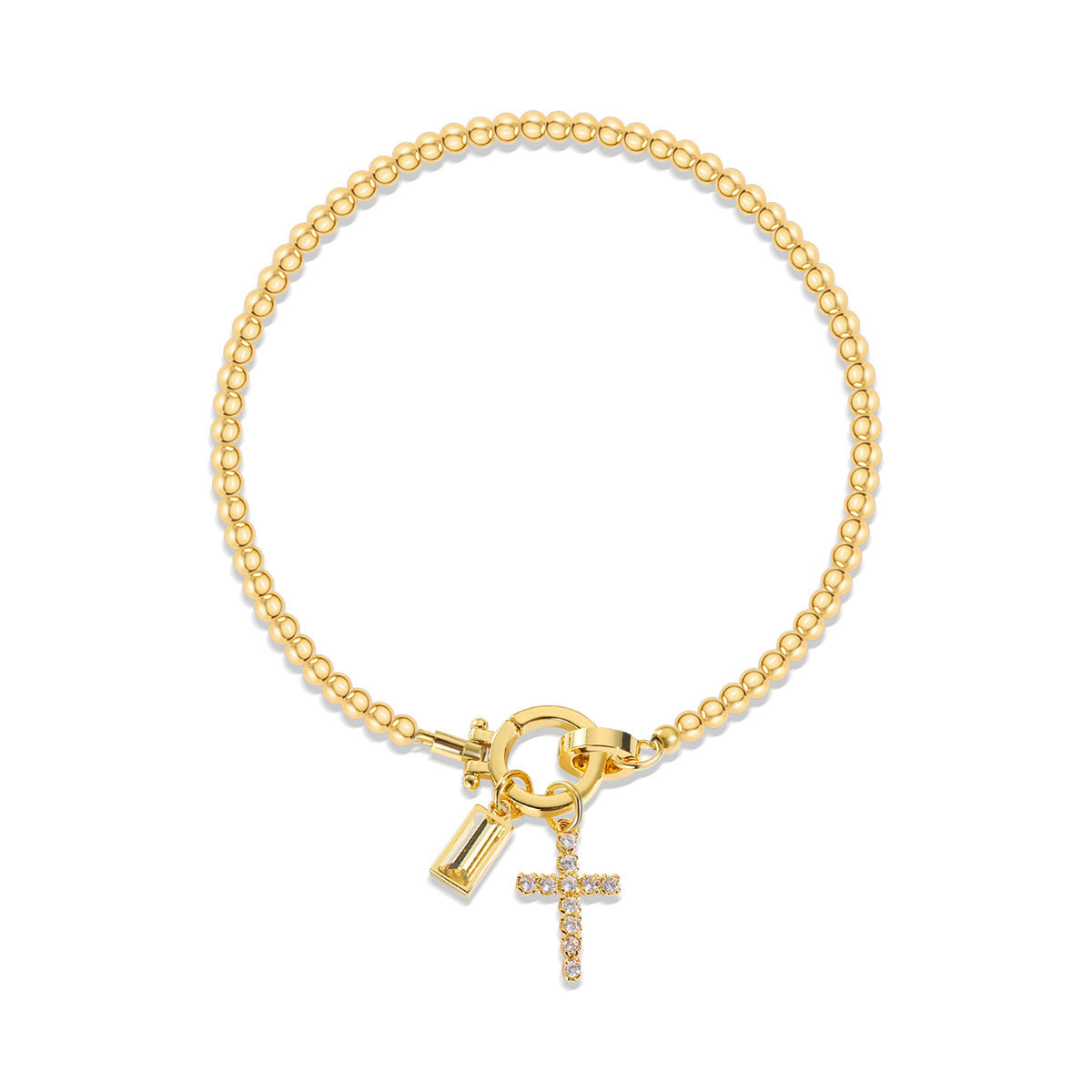 Miraaya Moon Stone Love Knot Plated 18K Gold Bracelet