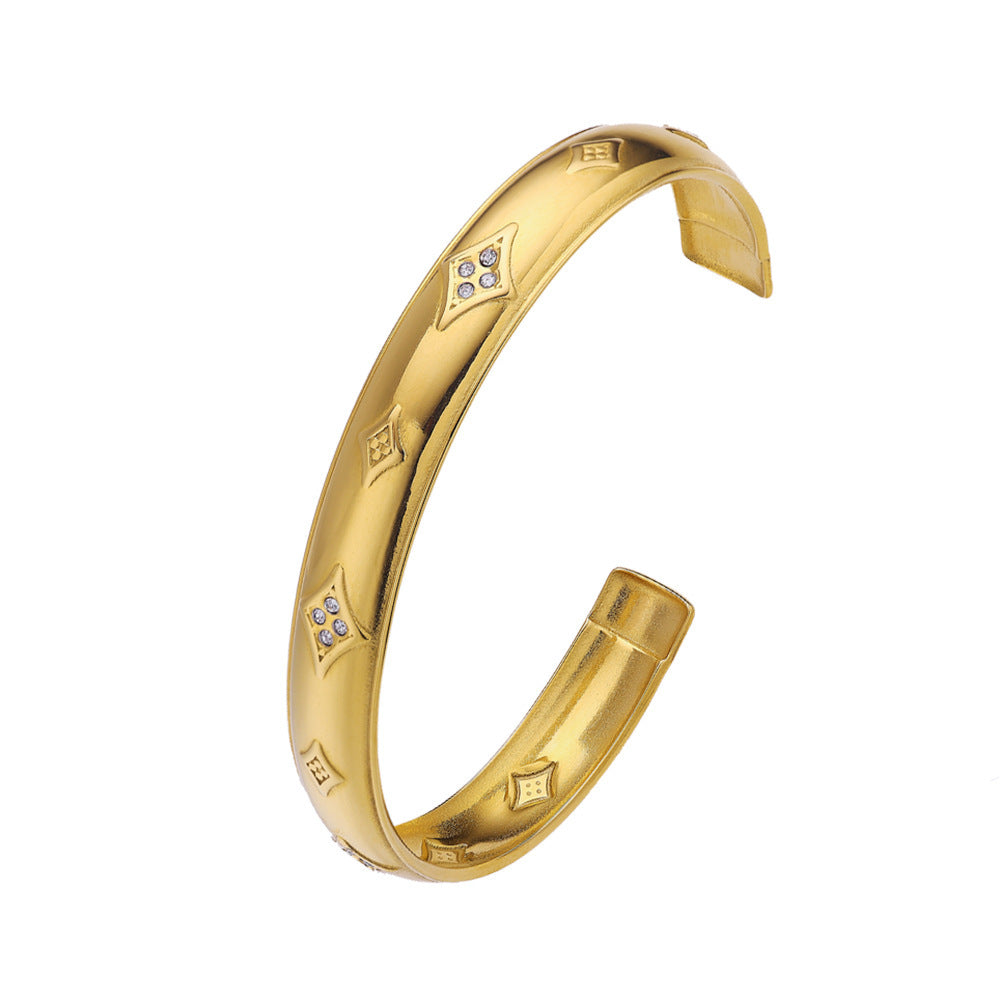 Miraaya Stainless Steel Bracelet 18K Gold Plating C- Shaped Gold
