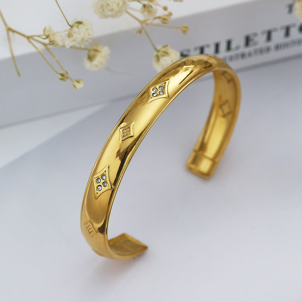 Miraaya Stainless Steel Bracelet 18K Gold Plating C- Shaped Gold
