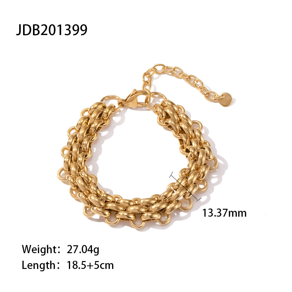 Miraaya Titanium Steel 18K Gold Geometric Chain Women's Bracelet
