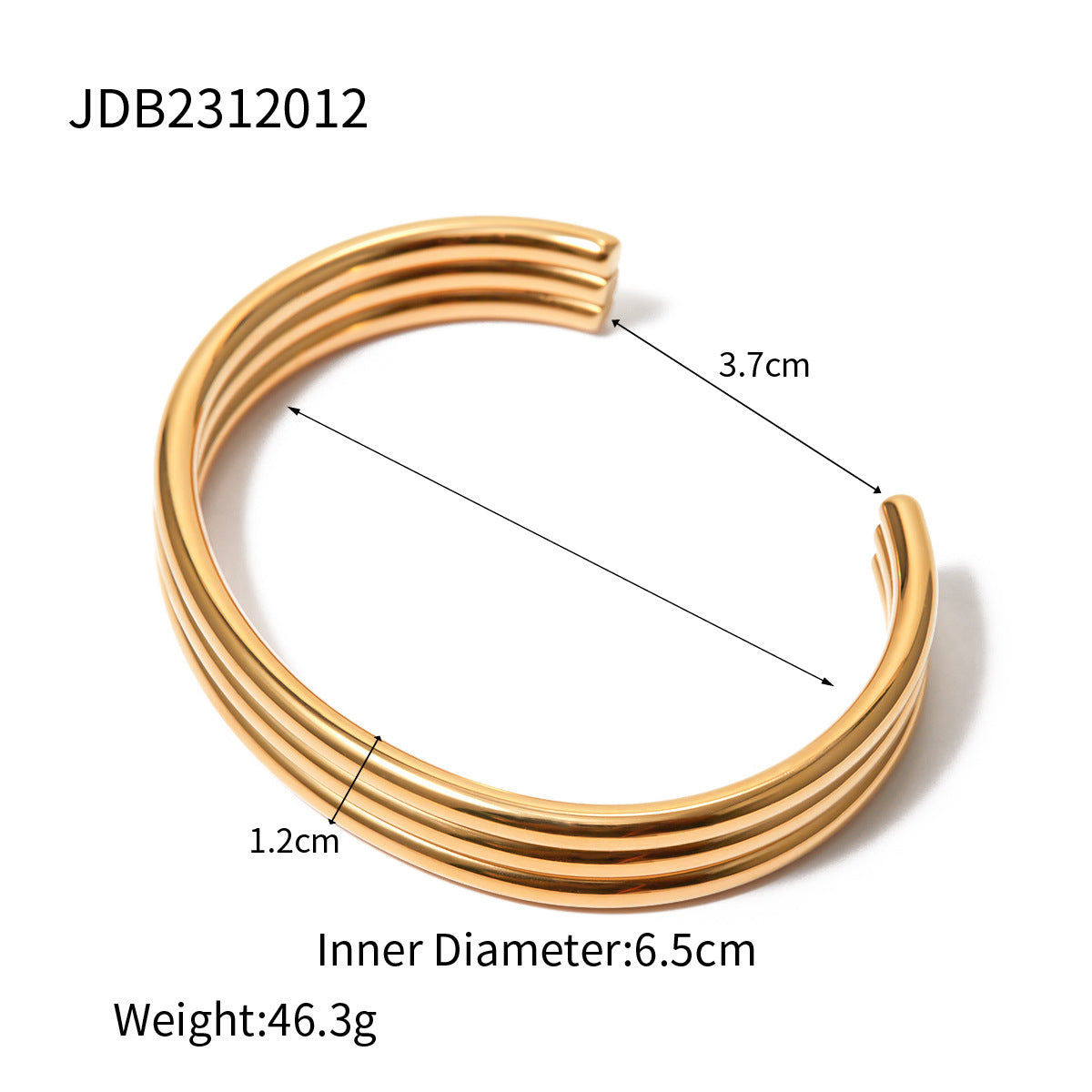 Miraaya Titanium Steel 18k Gold Triple Ribbed Bracelet