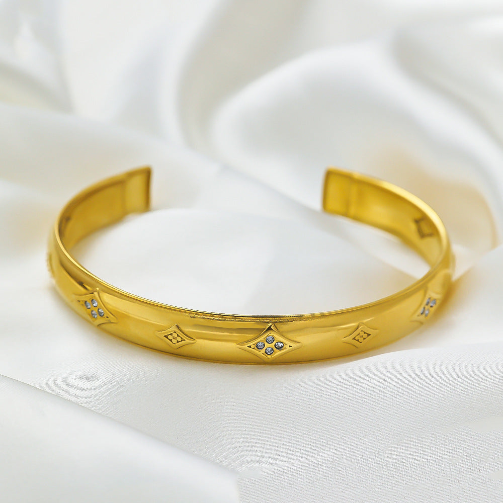 Miraaya Stainless Steel Bracelet 18K Gold Plating C- Shaped Gold