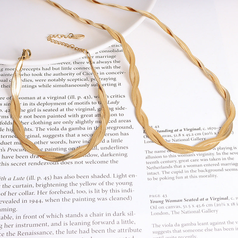 Miraaya Titanium 18k Gold Cross Wrap Bracelet Necklace
