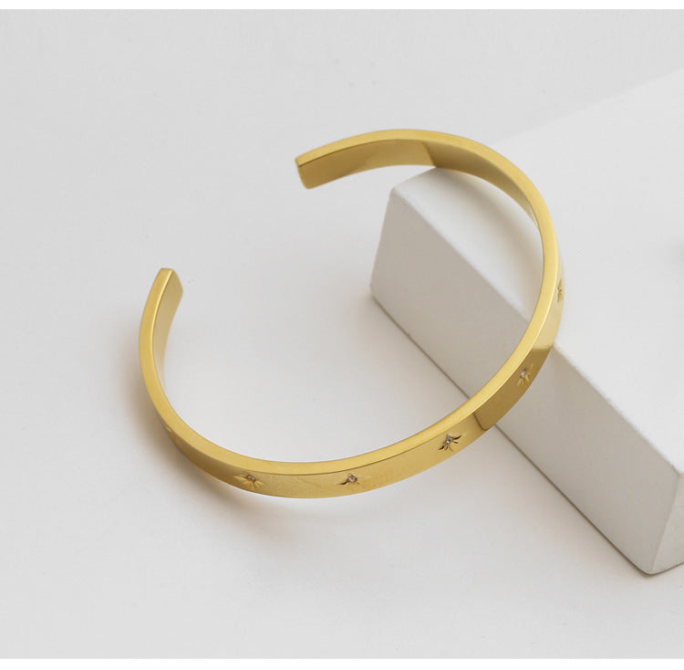 Miraaya Titanium Steel Plated 18K Gold Star Bracelet