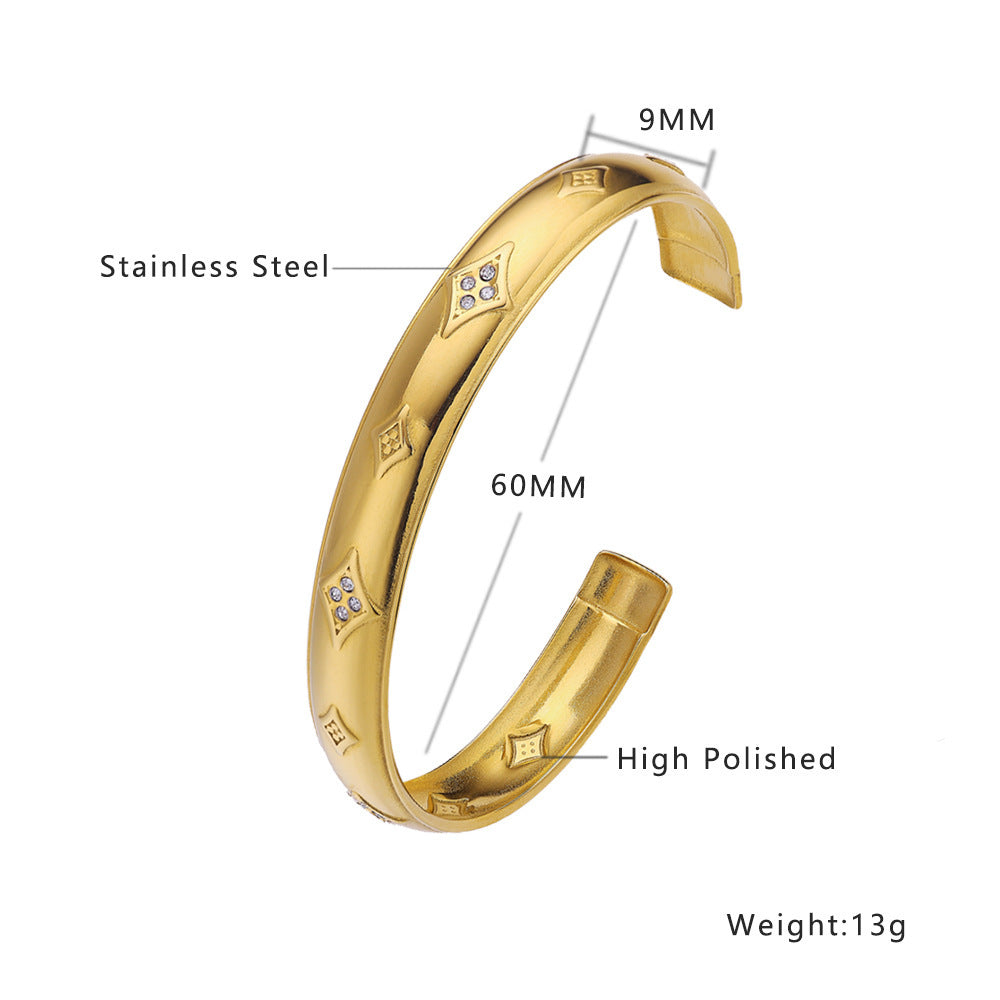 Miraaya Stainless Steel Bracelet 18K Gold Plating C- Shaped Gold