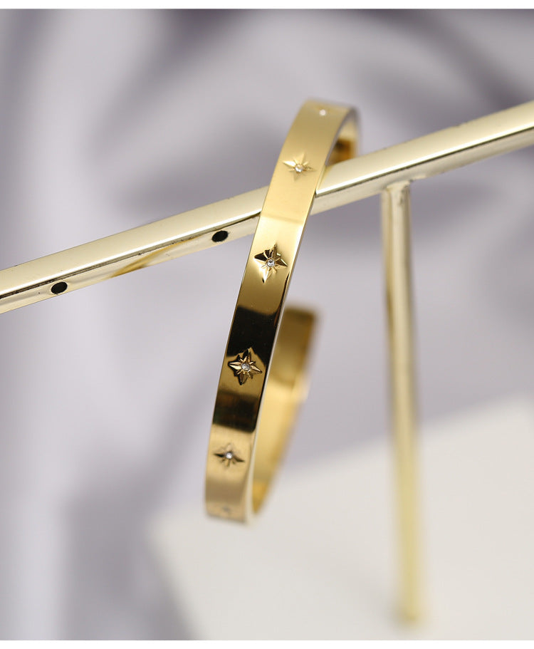 Miraaya Titanium Steel Plated 18K Gold Star Bracelet