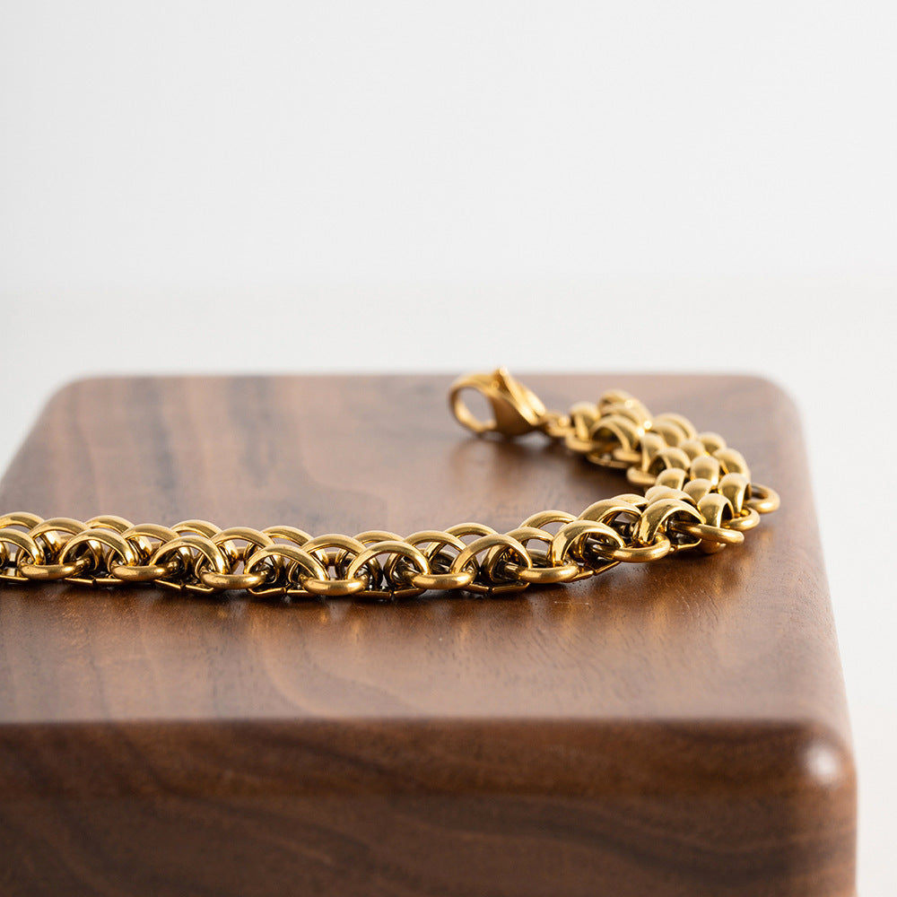 Miraaya Titanium Steel 18K Gold Geometric Chain Women's Bracelet