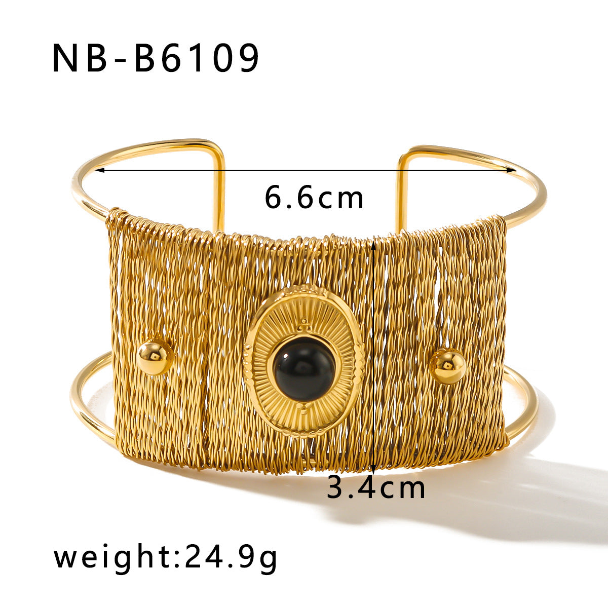 Miraaya  Light Luxury Wide Bracelet Plated 18K Gold Titanium Steel Bracelet