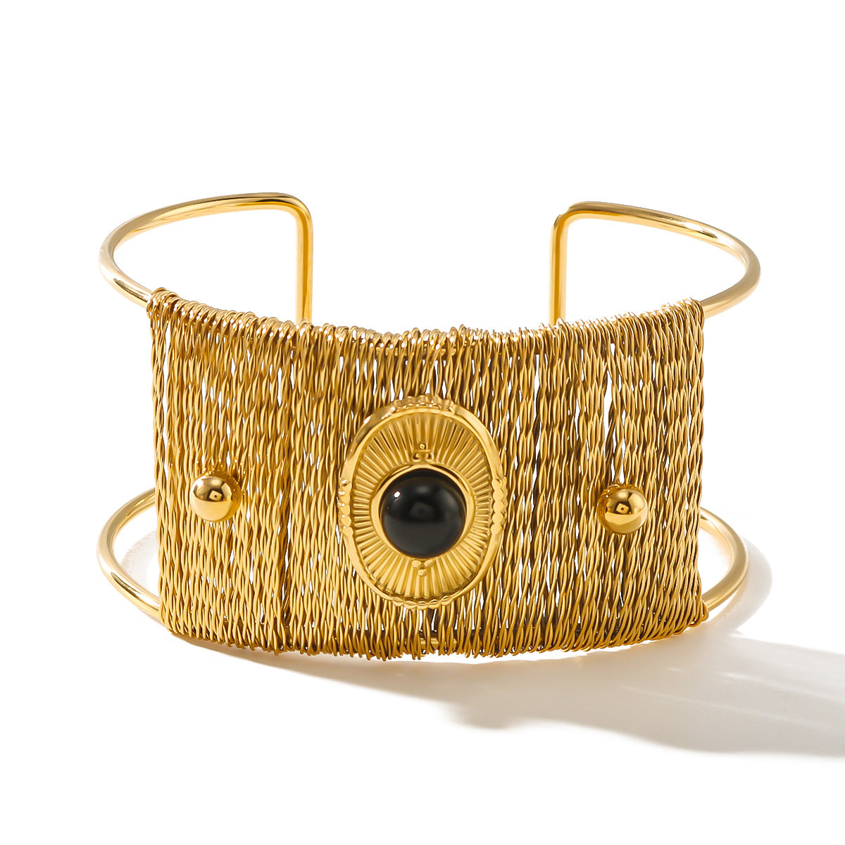 Miraaya  Light Luxury Wide Bracelet Plated 18K Gold Titanium Steel Bracelet