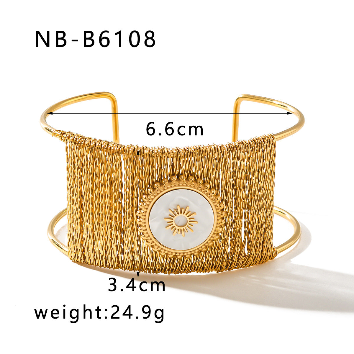 Miraaya  Light Luxury Wide Bracelet Plated 18K Gold Titanium Steel Bracelet