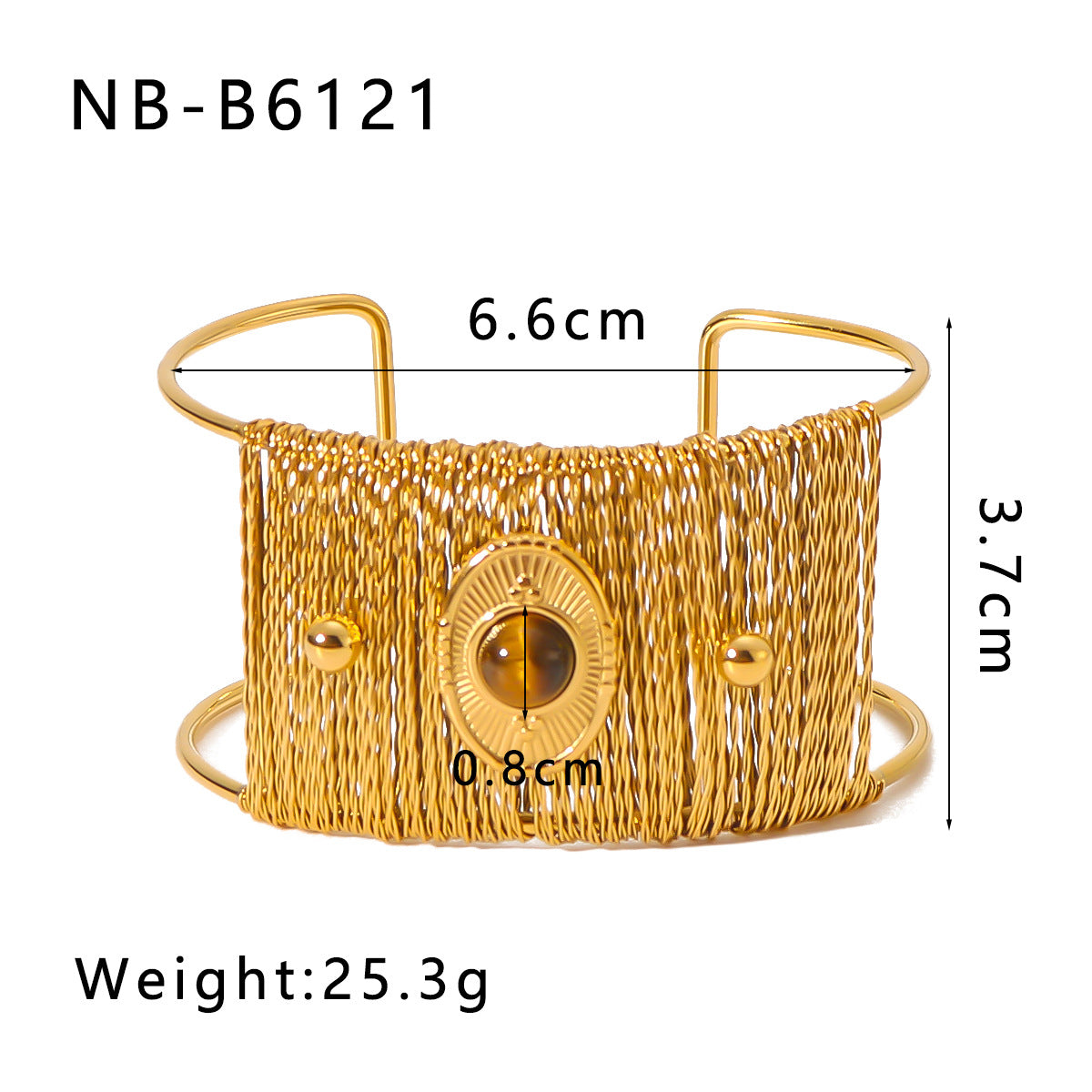 Miraaya  Light Luxury Wide Bracelet Plated 18K Gold Titanium Steel Bracelet