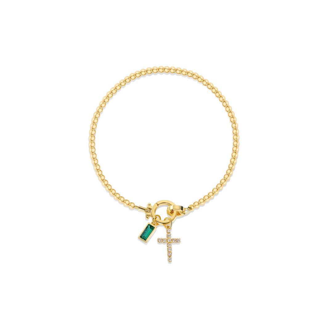 Miraaya Moon Stone Love Knot Plated 18K Gold Bracelet