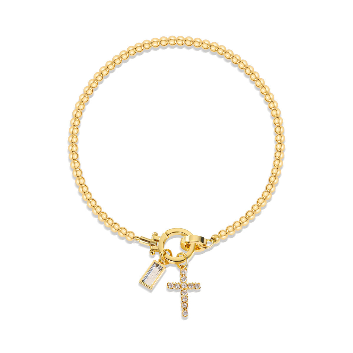 Miraaya Moon Stone Love Knot Plated 18K Gold Bracelet
