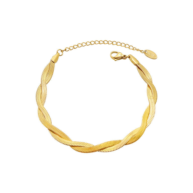 Miraaya Titanium 18k Gold Cross Wrap Bracelet Necklace