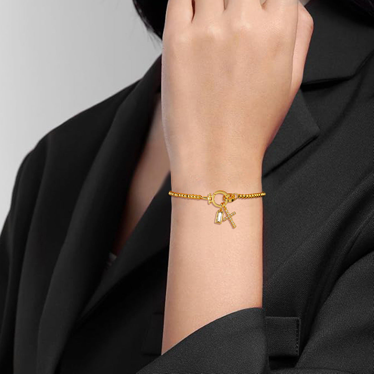 Miraaya Moon Stone Love Knot Plated 18K Gold Bracelet