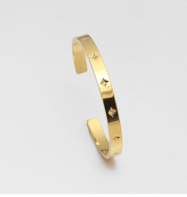 Miraaya Titanium Steel Plated 18K Gold Star Bracelet